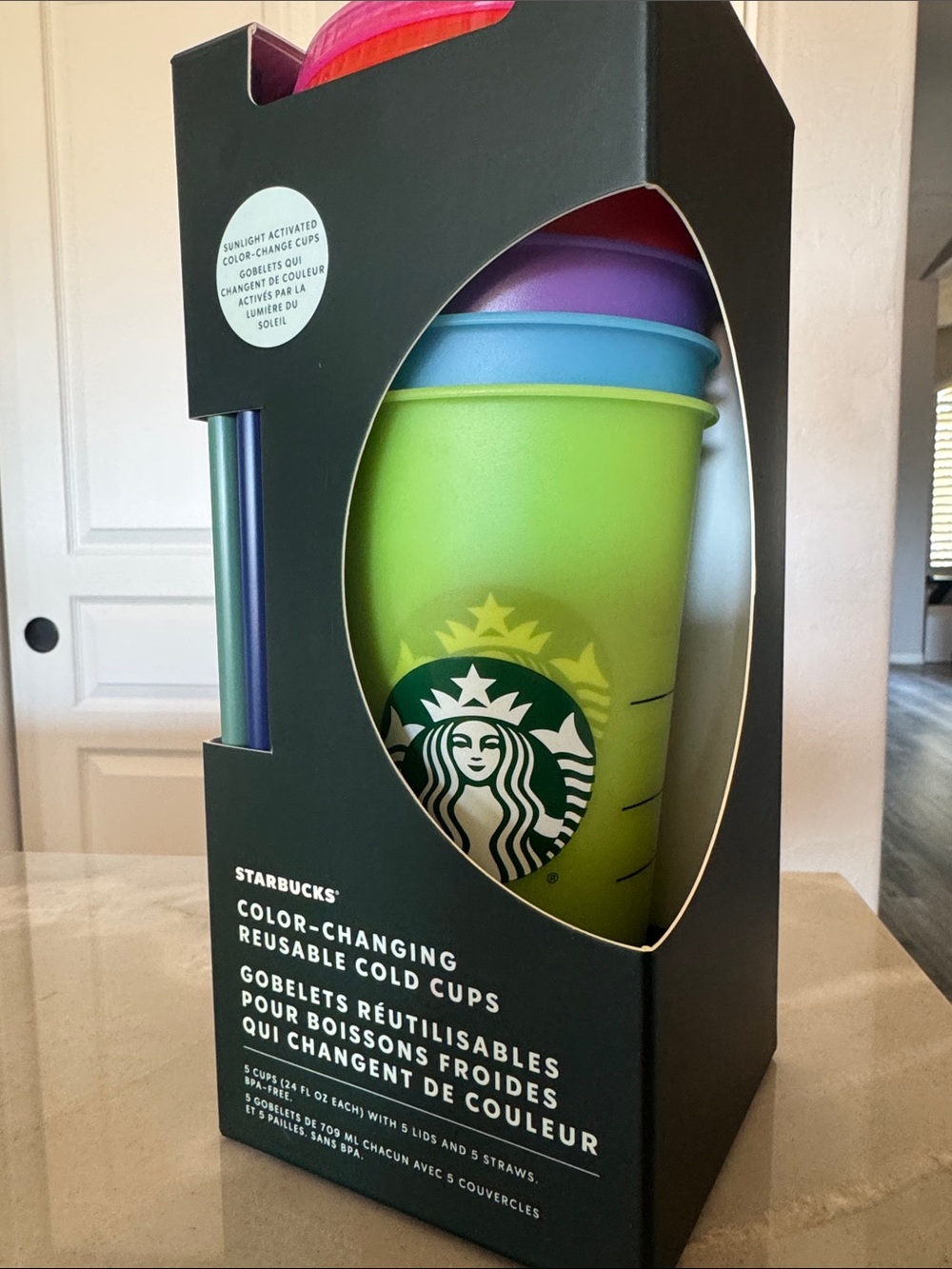 Starbucks Color-Changing Cold Cup Set - Green, Purple, Blue